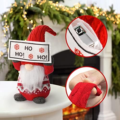 Vanmor 2 Pack Lighted Christmas Gnome Plush Decorations, Handmade Swedish Tomte Gnome Ornaments with LED, Light Up Scandinavian Santa Elf Dolls Nordic Figurine for Holiday Xmas Home Table Tray Decor