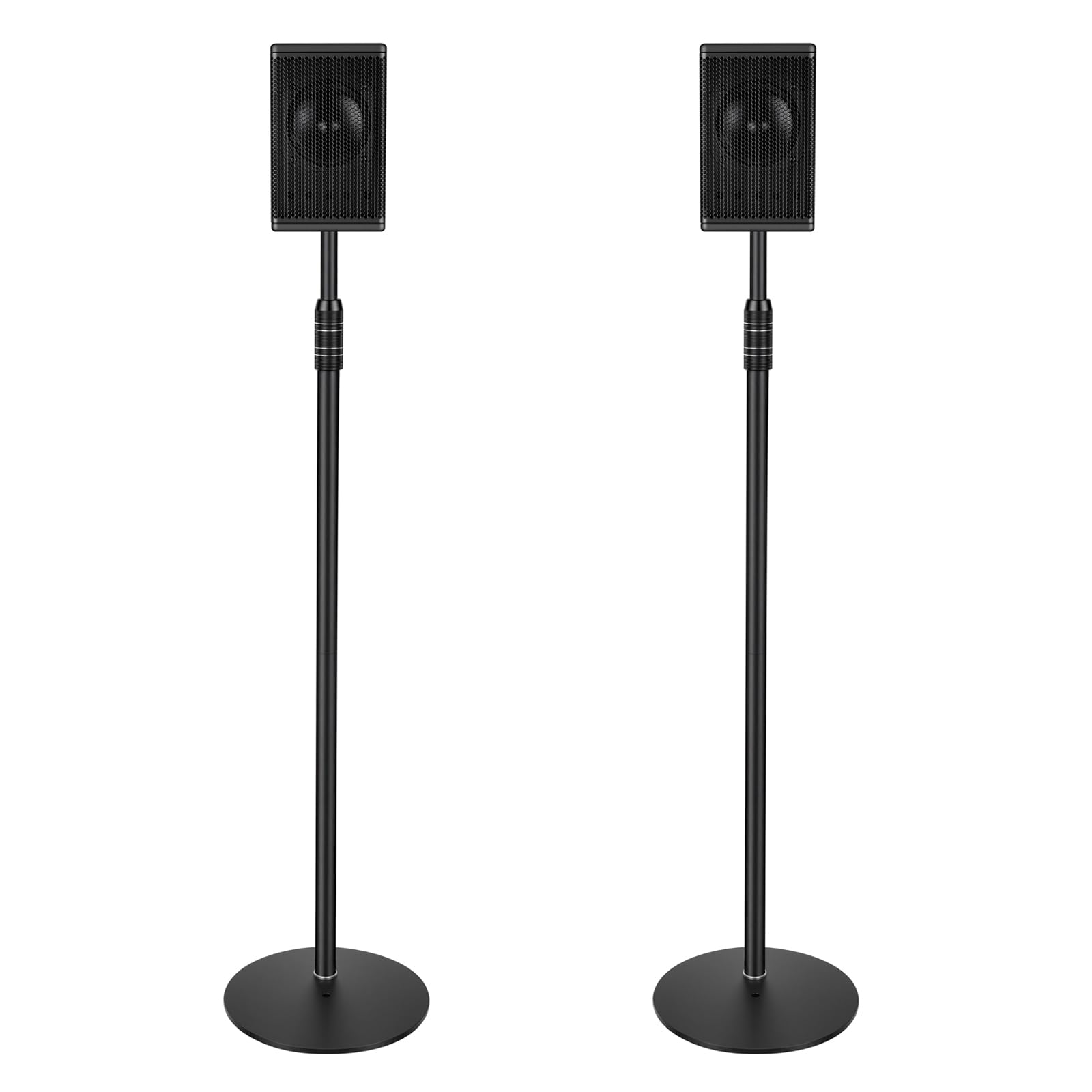 Höhenverstellbarer Lautsprecherständer für Satelliten- & Kleine Lautsprecher, 84-122cm Verstellbereich, Bis 8,8 Pfund Traglast, Einfache Montage, HD-718, 2er-Pack Schwarz