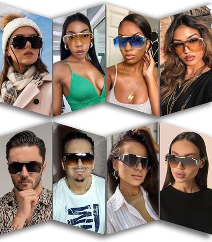 AIEYEZO Square Oversized Sunglasses Flat Top Shield Sun Glasses for Men Women One Lens Square Shades4