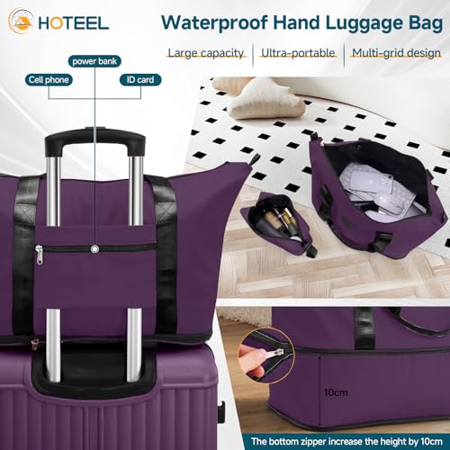 Image of Hoteel 20Inch Luggage 3-piece Set, 360 Universal Suitcases with Wheels Hard Shell Suitcase with TSA Lock, Including Waterproof Luggage Bag, Travel Maletas for Men and Women,Purple
