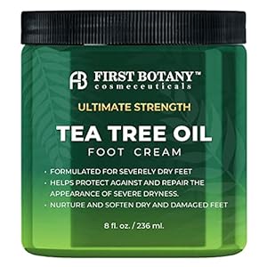 First Botany, Athletes Foot Cream with Tea Tree Oil, Aloe & Spearmint – Hydrates, Softens & Conditions Dry Cracked Feet, Heel and Calluses- Helps Soothe Irritated Skin – 8 oz