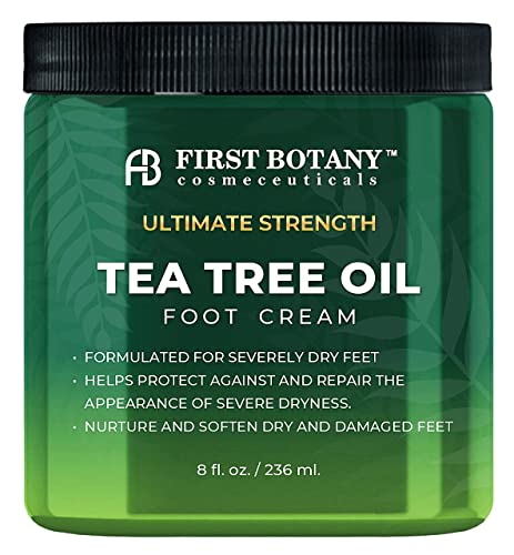 Athletes Foot Cream with Tea Tree Oil, Aloe & Spearmint – Hydrates, Softens & Conditions Dry Cracked Feet, Heel and Calluses- Helps Soothe Irritated Skin – 8 oz