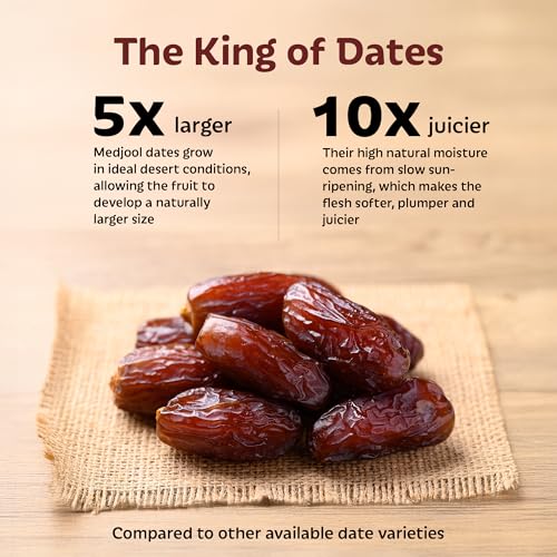 Image of Soully Medjool Dates 400g (Pack of 3) | Premium Soft & Juicy Medjoul Khajoor | High in Fibre | No Added Sweeteners or Preservatives | Healthy Snacks Khajur | Healthy Dates for Snacking | Dry Fruits