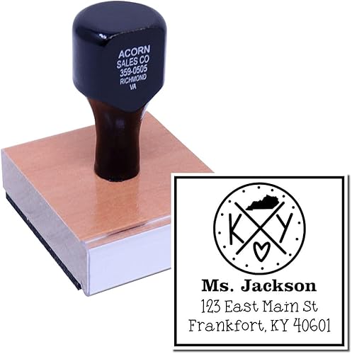 Miniatura 167 de Texas State Love - Sello de dirección cuadrado, uso con almohadilla de sellos, sello de correo de Texas, tamaño 1-5/8 pulgadas Manija