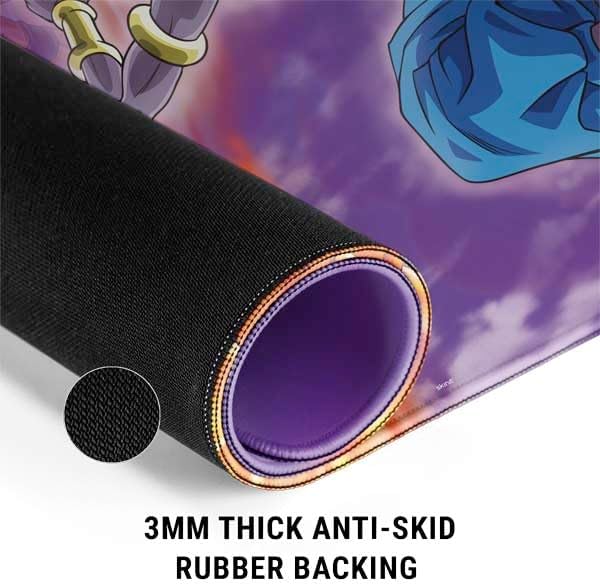 Skinit Large Gaming Mouse Pad - Officially Licensed Goku vs Beerus Design with Stitched Edges, Waterproof, Non-Slip Rubber Base, Desk Mat for Keyboard & Mouse, 31.5" x 11.8" inches