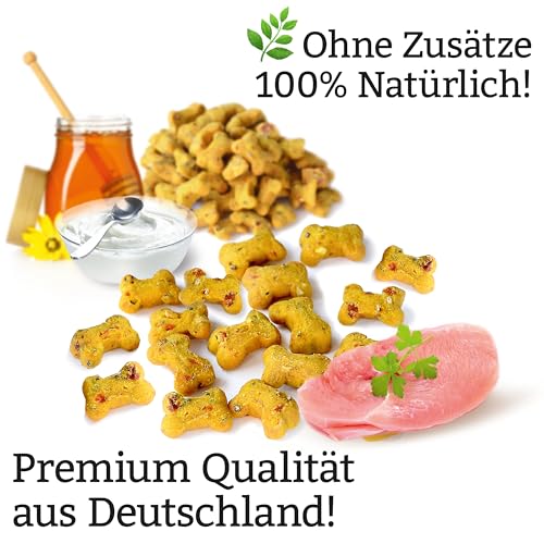 Docado Natural Petfood - Deluxe Mini Hundekekse Pute & Honig, Getreidefrei, Proteinreich, Omega-3, Hochwertig | Hundesnack Leckerli 125g
