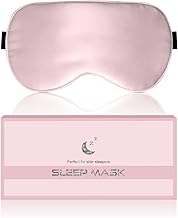 100% Pure Silk Sleep Mask, Anti-Allergic and Blackout Sleep Mask with Adjustable Headband, Suitable for Men and Women (Pink)