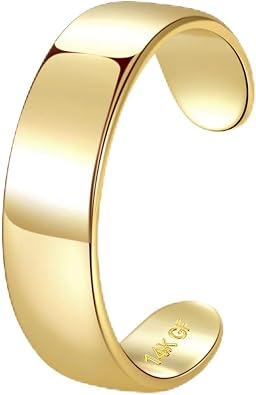 PLOMFOV 14K Gold Filled Gold Toe Rings for Women Adjustable Toe Rings Non Tarnish Solid 14K Real Gold Toe Ring