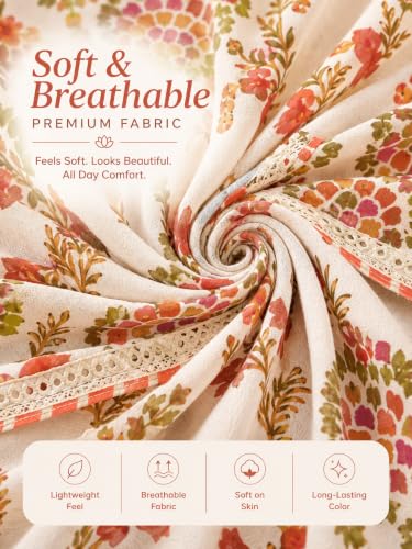 Image of Preneum Girls's Cotton Rayon Gota Pati Multi Floral Printed Angrakha Kurta with Sharara & Dupatta