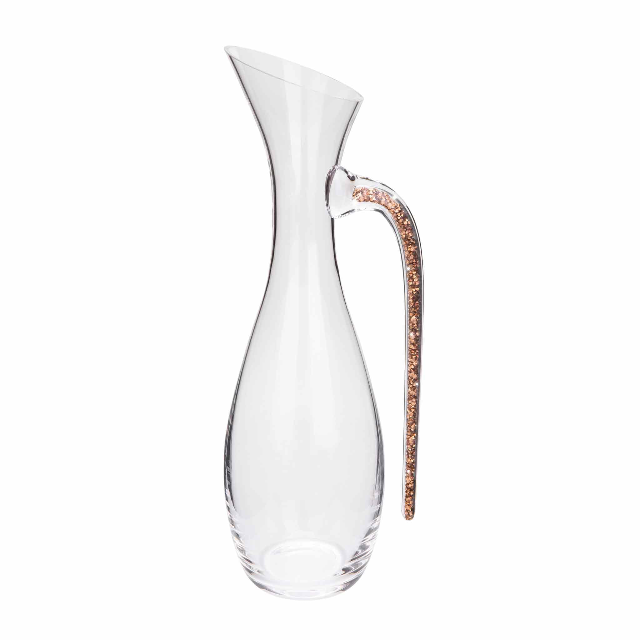 Vetrina Decanter, Glass, Elegant Design, Handle Detail, For Wine, Margaritas, Lemonade, Sangria, Tea, Rose Gold, 4x16