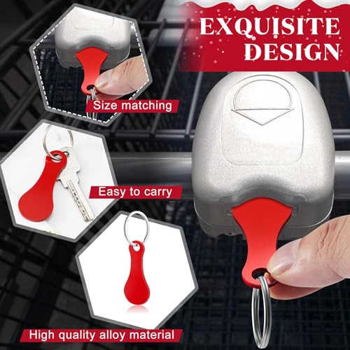 Image of Shimeyao 4 Pcs Portable Aluminum Alloy Keyring Shopping Cart Trolley Tokens Quarter Keychains Gift for Men Women Valentines