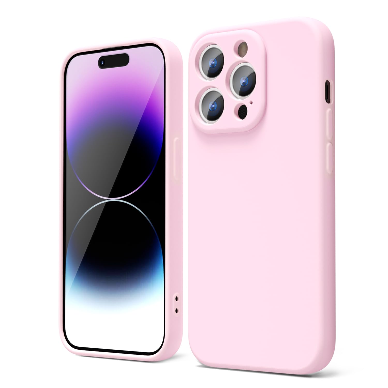 oakxco for iPhone 16 Pro Max Case Liquid Silicone, Soft Rubber Gel Elegant Aesthetic Basic Simple Cover, Cute Thin Slim TPU Matte Solid Color Plain Smooth Case for Women Girl, Light Pink — view 1395
