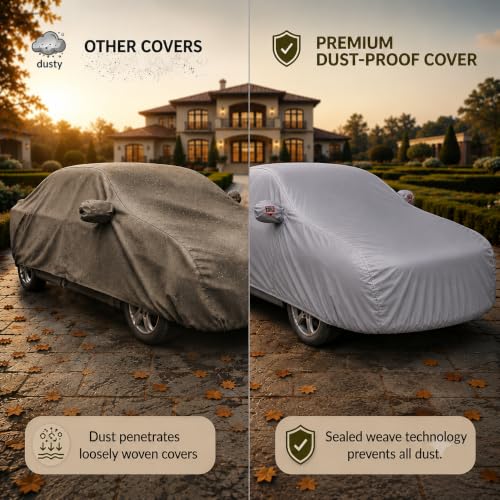 Image of Autofurnish Aero Series Car Cover for Hyundai Santro 2018 (100% Waterproof, Triple Stitched, Bottom Elastic,Secure Buckle Strap,Precision-Fit & Breathable Fabric, Car Body Cover) Colour: Grey