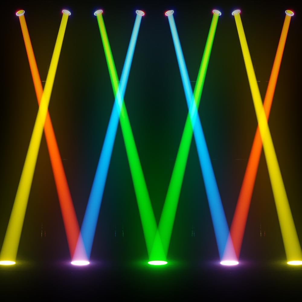 SHEHDS GalaxyJet 300W LED Mouvement Head Light, Beam&GOBO&Wash 3in1, 55000 lx/5m, Effet Prisme 5, Effet Gel, 9 Couleurs, 7 Gobos Rotant, DMX512 pour Fête, KTV, Spectacle de scène
