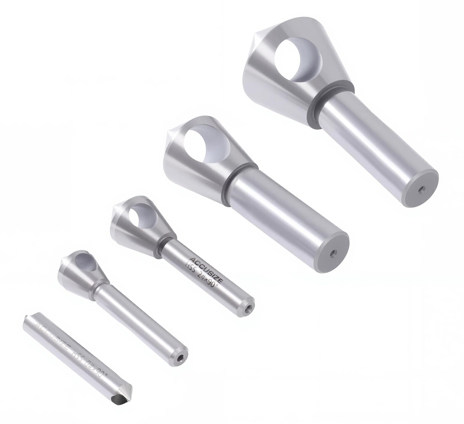 Accusize Industrial Tools Set di utensili per svasatura e sbavatura HSS, 90 gradi, 0 scanalature, 0206-0490, 5 pezzi