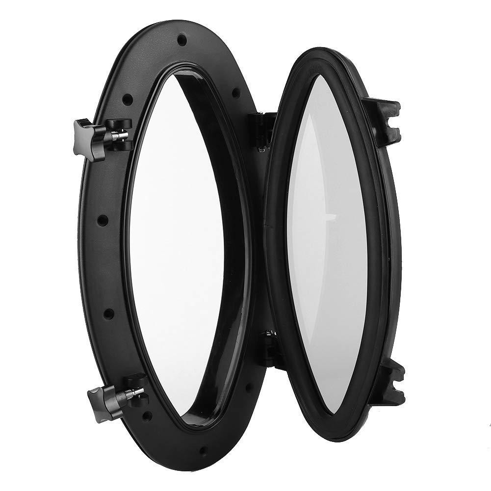 CHICIRIS Portillo de Barco Ventana de Barco de Apertura Ovalada con Vidrio Templado y ABS Portillo de 410 X 220 Mm con Sello de Goma y Acero Inoxidable 316 para Yate de RV
