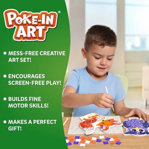 Image of Skillmatics Poke-in Art Animals Dirt-Free DIY Wooden Craft Kit for Kids, Creative Fine Motor Skills, Role Play & Room Decoration, Gift for Girls and Boys Ages 4, 5, 6, 7, 8, 9