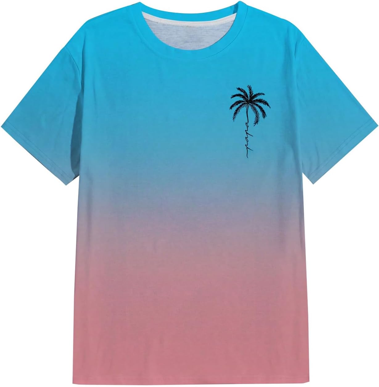 Floerns Men's Summer Streetwear Causal T Shirts Ombre Tropical Print Crewneck Short Sleeve Tee Shirts Tops - Image 5