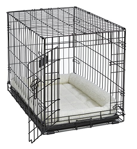Image of MidWest Homes for Pets QuietTime XS Dog Bed - White Fleece Bolster, Ultra-Soft and Machine Washable, Fits 22-Inch Crates and Carriers, for Small Dogs and Cats