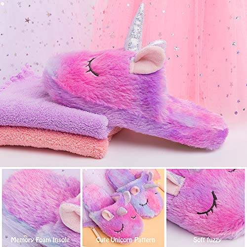Girls Family Unicorn Slippers Cute Fluffy Anti-Slip Indoor Home Slippers Household Winter Warm Slippers2
