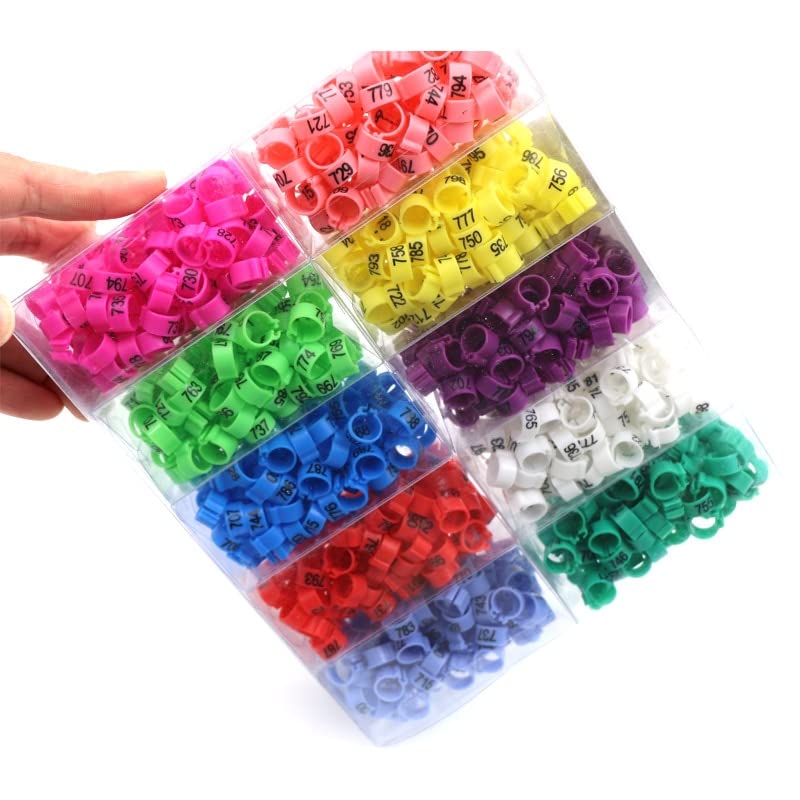 HUFFA 1000 Pz Plastica Uccello Gamba Piede Anello 10 Colori Quaglia Pappagallo Pollo Digitale Anelli di Piccione Piccioni Portare Strumenti con Numero Clip di Uccello