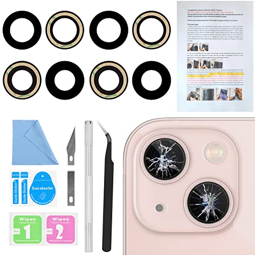 2PCS ASDAWN Back Rear Camera Lens Glass Replacement for iPhone 13 6.1 inch and 13 Mini 5.4 inch with Pre-Installed Adhesive, Back Lens Glass with Installation Manual + Repair Tool Set