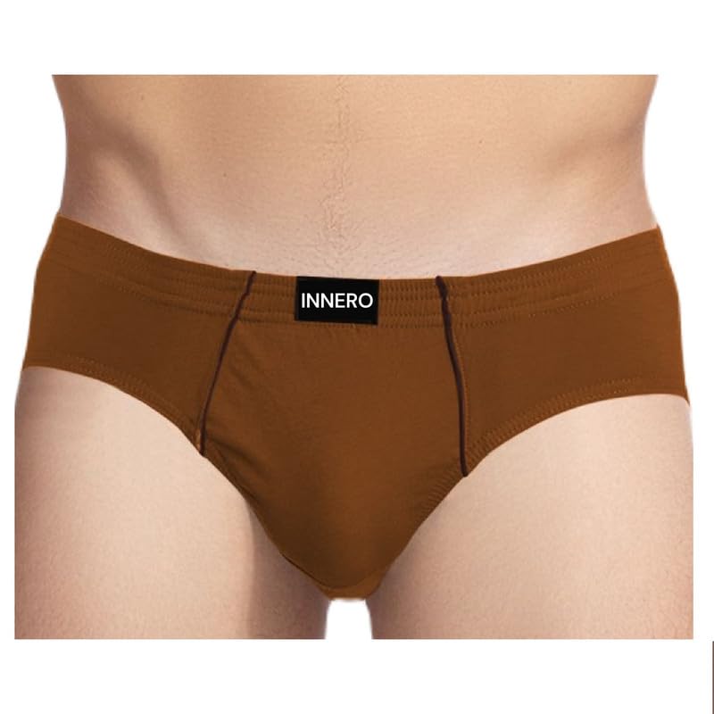 Image of INNERO Men's Brief Underwear | Inner Elastic Cotton Briefs for Man Pack of 3 Multicolour