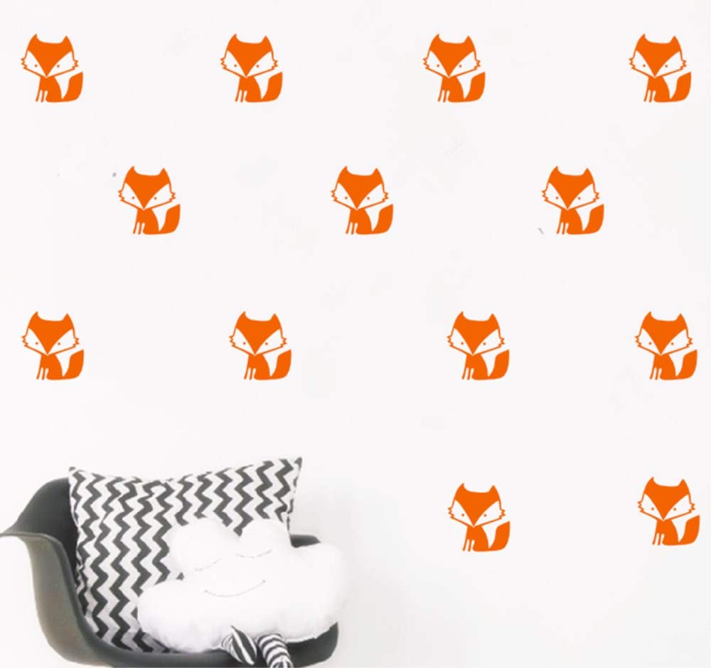 YOYOYU 36 Set Orange Forest Fox Pattern Wall Sticker-Kids Nursery Bedroom Home Decoration Vinyl Sticker-DIY Chiildren Room Living Interior Decor Sticker
