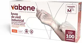 Luva Vinil Industrial S/Pó Tam. M 100 unidades, Vabene