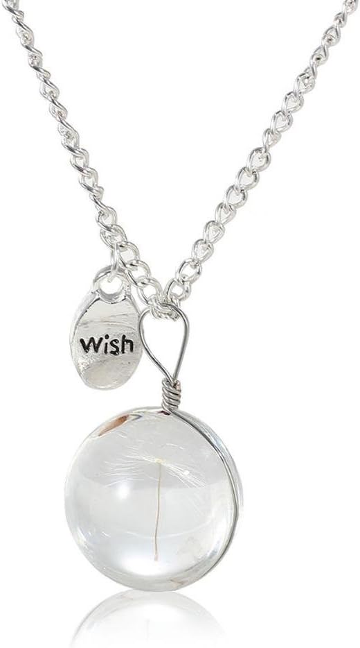 Dandelion Pendant Necklace Make a Wish Real Dandelion Seed in Glass Sphere Eco Friendly Jewelry