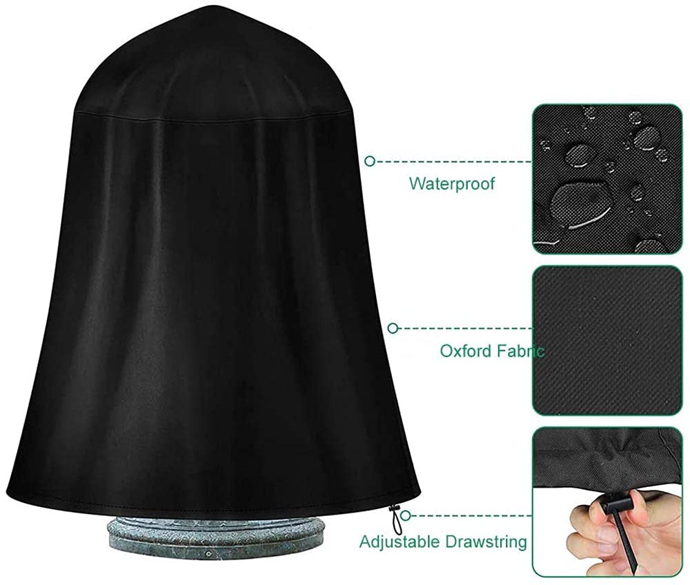 UCARE Housse Protection Fontaine Jardin 122x173 Cm - Imperméable Résistante Hiver Noir