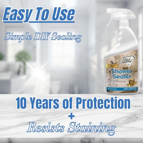 Image of Black Diamond Stoneworks Natural Stone Shower Sealer Quart + Ultimate Grout Cleaner with Brush Quart (2-Pack) - Seals & Protects Showers, Deep Cleans Tile & Grout