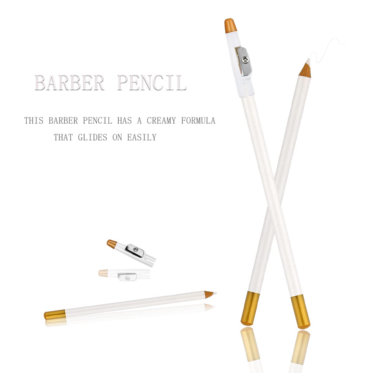 10 Pieces ​Barber Pencil Set,White Barber Pencil Haircut Styling Beard And Hairline Pencils with Built-In Sharpener : Beauty & Personal Care