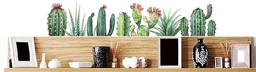 BIBITIME Calcomanías de pared de cactus, calcomanías de vinilo para despegar y pegar, plantas tropicales, flores de cactus para sala de estar,