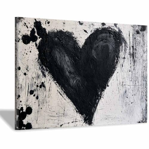 Photo noir et blanc art abstrait Black Heart affiche décoration salon cuisine