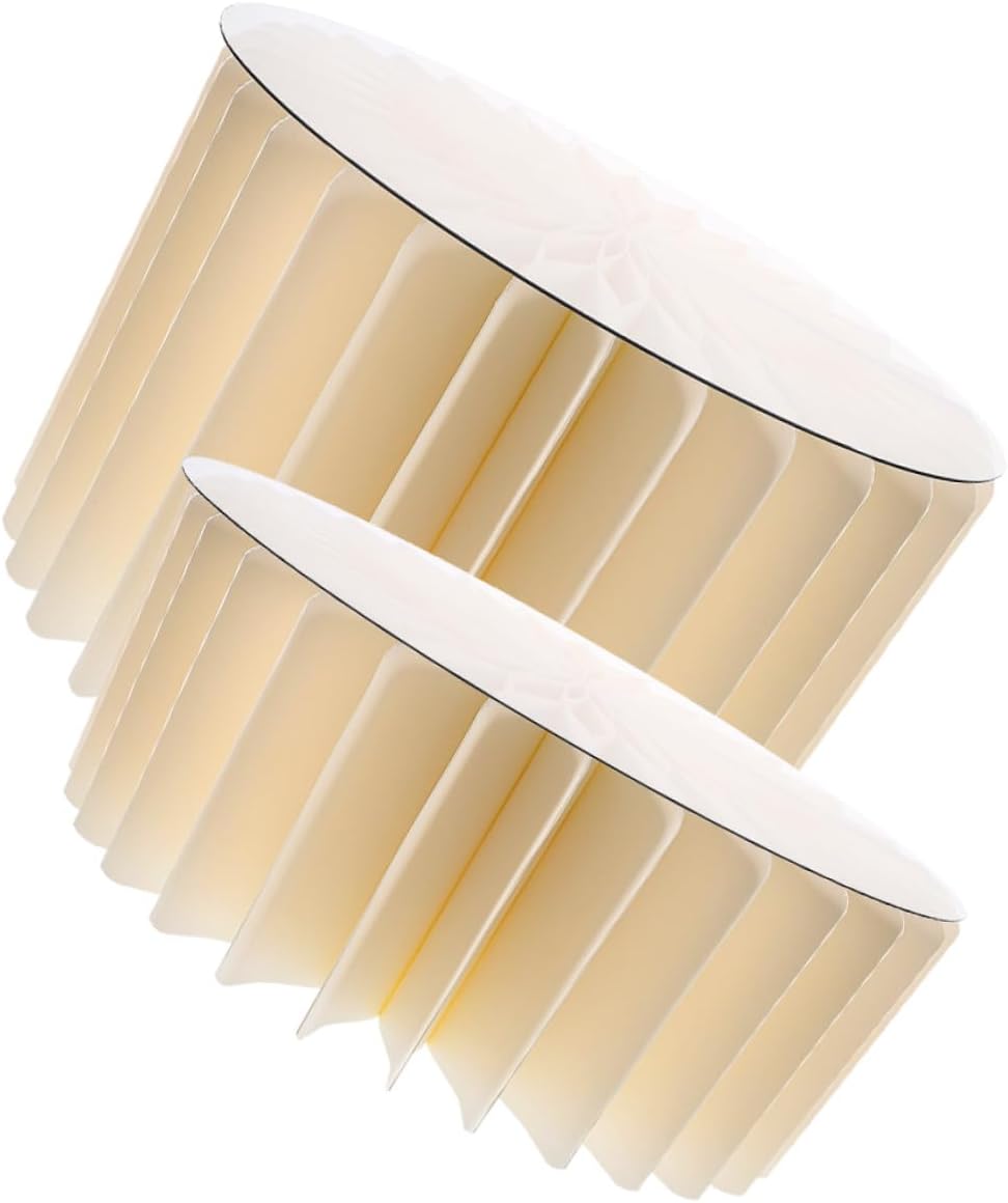 Foldable White Cylinder Pedestal Stands 2pcs, round Paper Column Party Decoration, Diameter 30cm Height 20cm 40cm, Wedding Centerpiece Table Backdrop Display