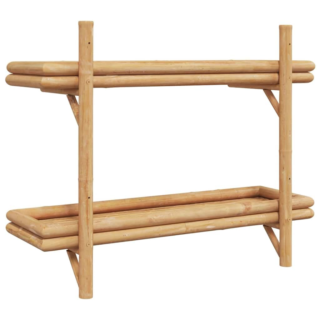 Estantería de pared (bambú, 75 x 26 x 60 cm, 2 niveles de almacenamiento para libros, decoración, baño, cocina y sala de estar