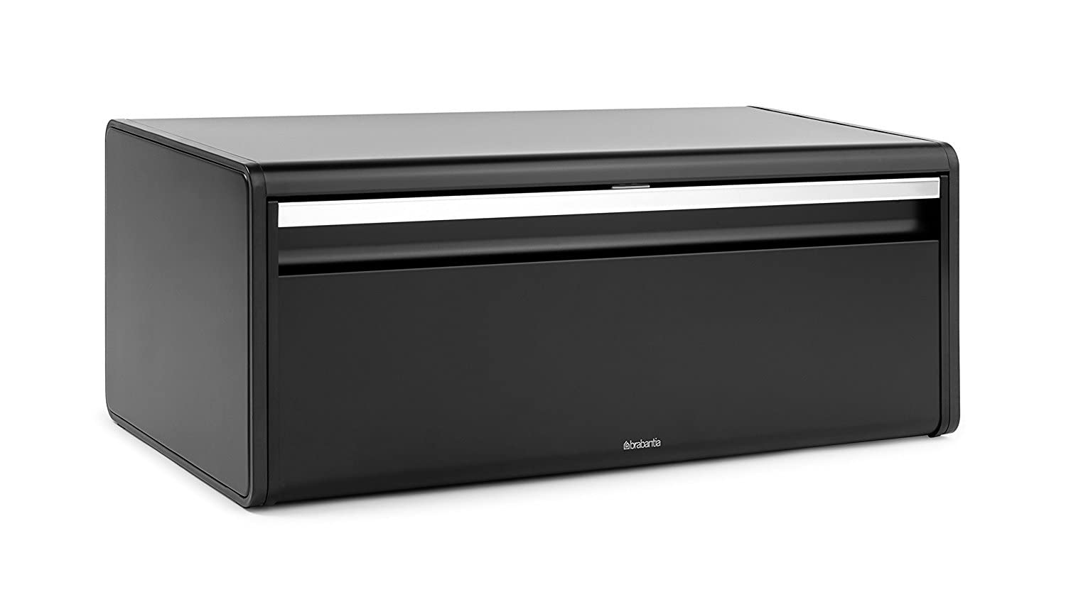 Brabantia Rectangular Fall Front Bread Bin (Matt Black) Large Front Opening Flat Top Bread Box, Fits 2 LoavesCradle to Cradle CertifiedCradle to Cradle CertifiedCradle to Cradle Certified