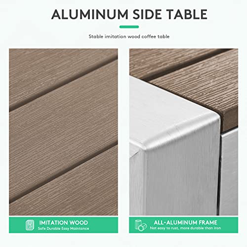 Jearey Aluminum Adirondack Outdoor Side Table, Pool Composite Patio Table, End Tables For Backyard, Pool, Indoor Companion, Brown #TOP6