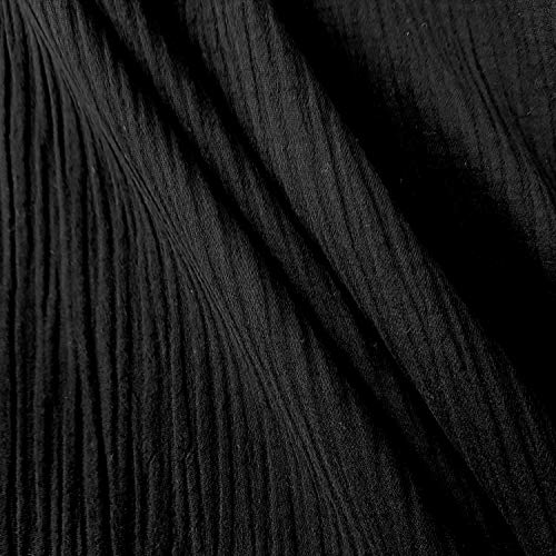 Meterware Tela de muselina de algodón, color negro liso, tela de gasa doble para pañales, paño para vómitos, precio por metro