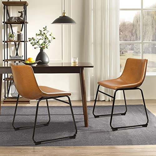 Waleaf Dining Chairs,Faux Leather Dining Chairs Set Of 2,18 Inch Kitchen Dining Room Chairs With Backrest And Metal Leg,Mid Century Modern Armless Chair,Upholstered Seat #TOP6