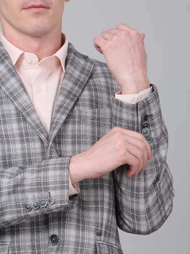 Image of Cantabil Checkered Full Sleeves Notch Lapel Formal Blazer for Men | Formal Blazer for Men | Men Blazer for Formal (P MBZF00166)