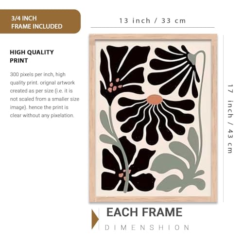 Image of kotart Abstract Botanical Art Home Decoration Painting | Floral Paintings With Frame For Living Room Bed Room Hotel Wall Decor Digital Reprint Set of 3 (13X17 inch)