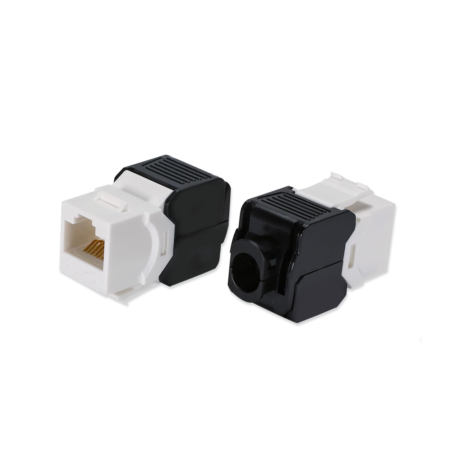 QSFPTEK 20pcs Cat6 RJ45 Unshielded Toolless Keystone Jack Module, Female to Female Coupler Insert for Internet Network Ethernet Cabling - Black-picture-13