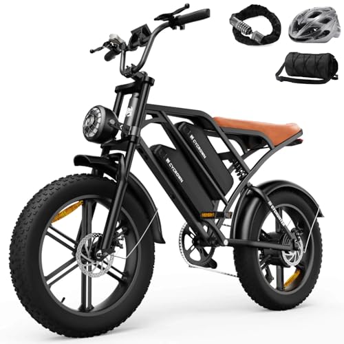 CycHunter Electric Bike for Adults, 48V 26Ah Dual Battery Moped Style Ebike, 1000W Peak Motor, 150 Miles PAS Range, 7 Speed Gearing, 28mph electric dirt bike, Full Suspension Electric Bicycl