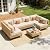 ABCASA Patio Furniture Set, 110" Large 7-Piece Wicker Outdoor Patio Furniture Sets with Coffee Table,Boho Patio Conversation Set Sectional Sofa with All-Weather Cushions for Backyard,Porch,Beige
