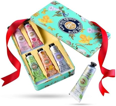 Amazon.com : Yoken 20% Shea Butter Hand Cream Gift Set, Instant Moisturizing Hand Cream for Women Dry Hands with Delicate Tin, Floral-Scented Hand Lotion 6 x 1 OZ
