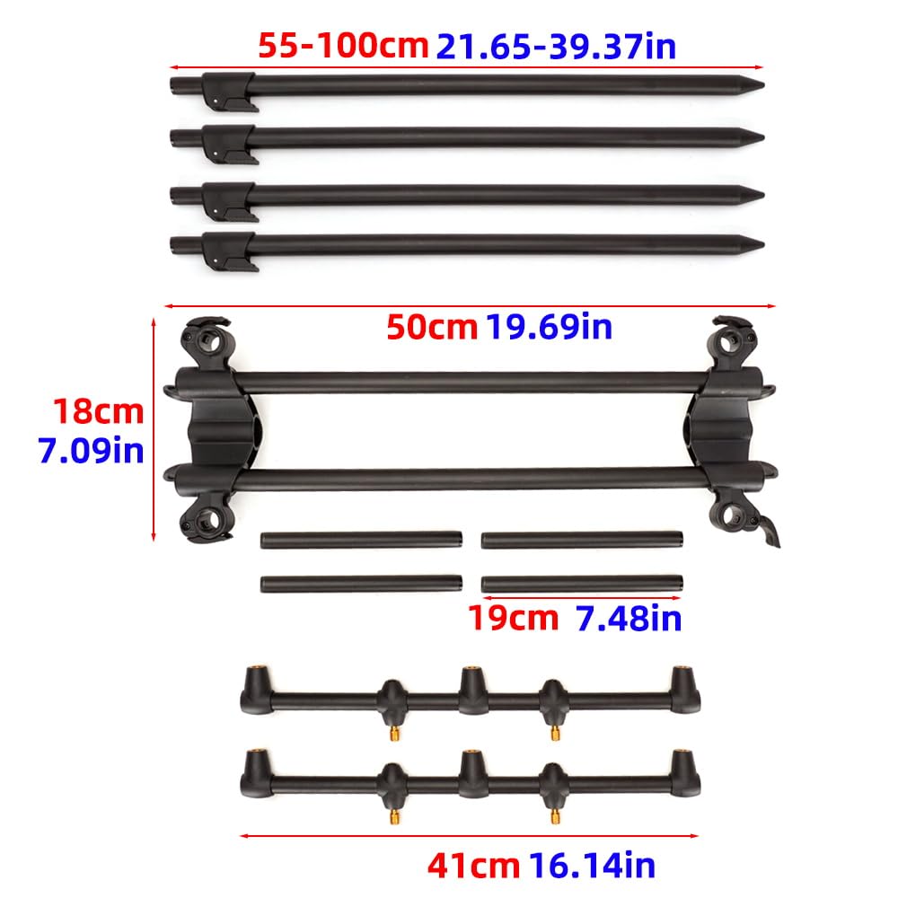 Hirisi Tackle Rod Pod Rutenhalter – 3 Ruten oder 2 Ruten wählbar, – Aluminium Rutenständer mit Tasche zum Karpfenangeln, Angelrutenständer