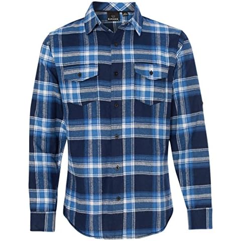 Burnside Men's Yarn-Dyed Long Sleeve Flannel Shirt, Blue/White, L Cover