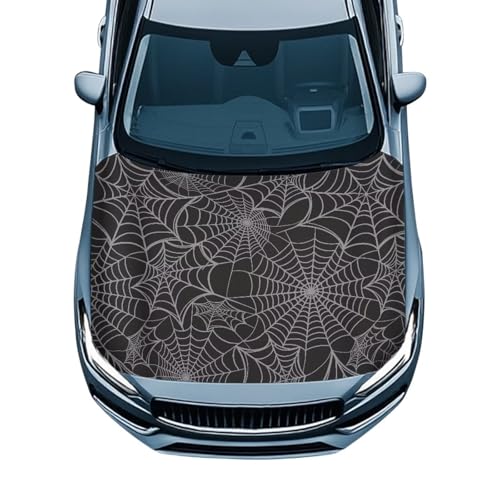Qpednta Hood Covers for Cars All-Season Protection Halloween Spider Webs Fabric Hood Cover...